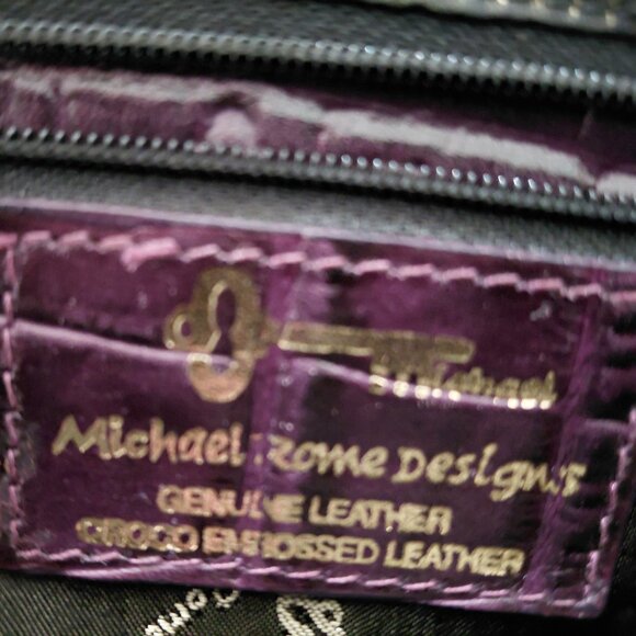 Michael Rome Designs Purple Genuine Leather Shoulder Bag Purse - Picture 6 of 6
